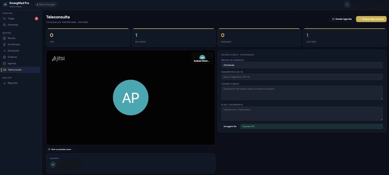 Teleconsulta integrada en EmergMed Pro